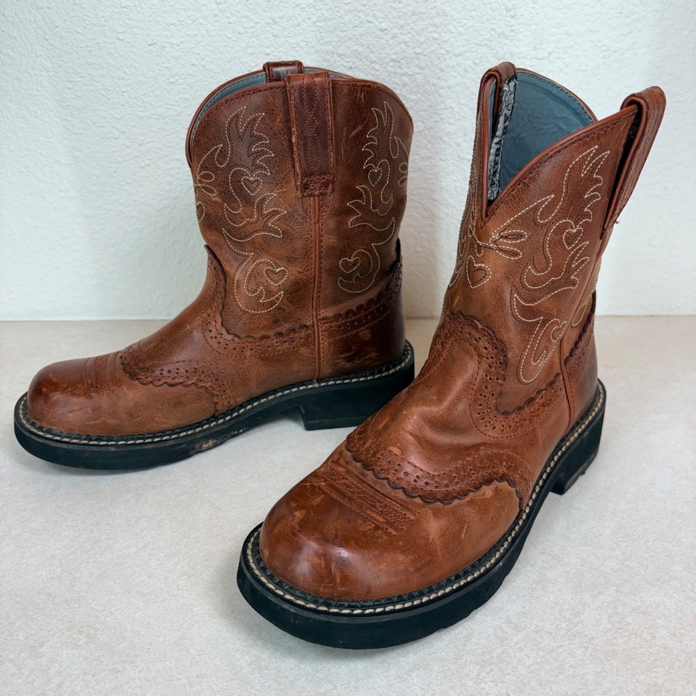 Ariat Women's 9B Boot Fat Baby Comfort Pull On Embroided Brown
